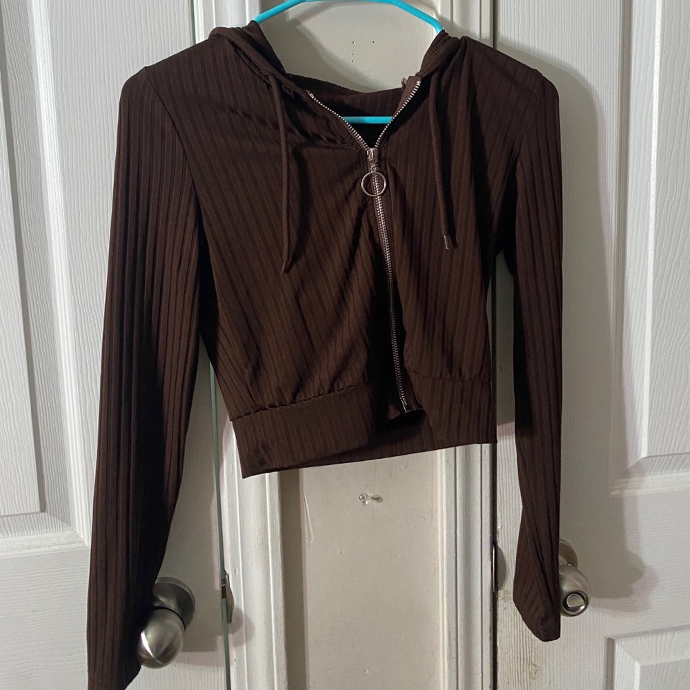 Shein Zip Up Cropped Hoodie